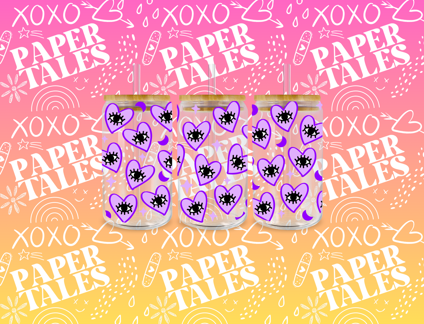 Purple eye hearts