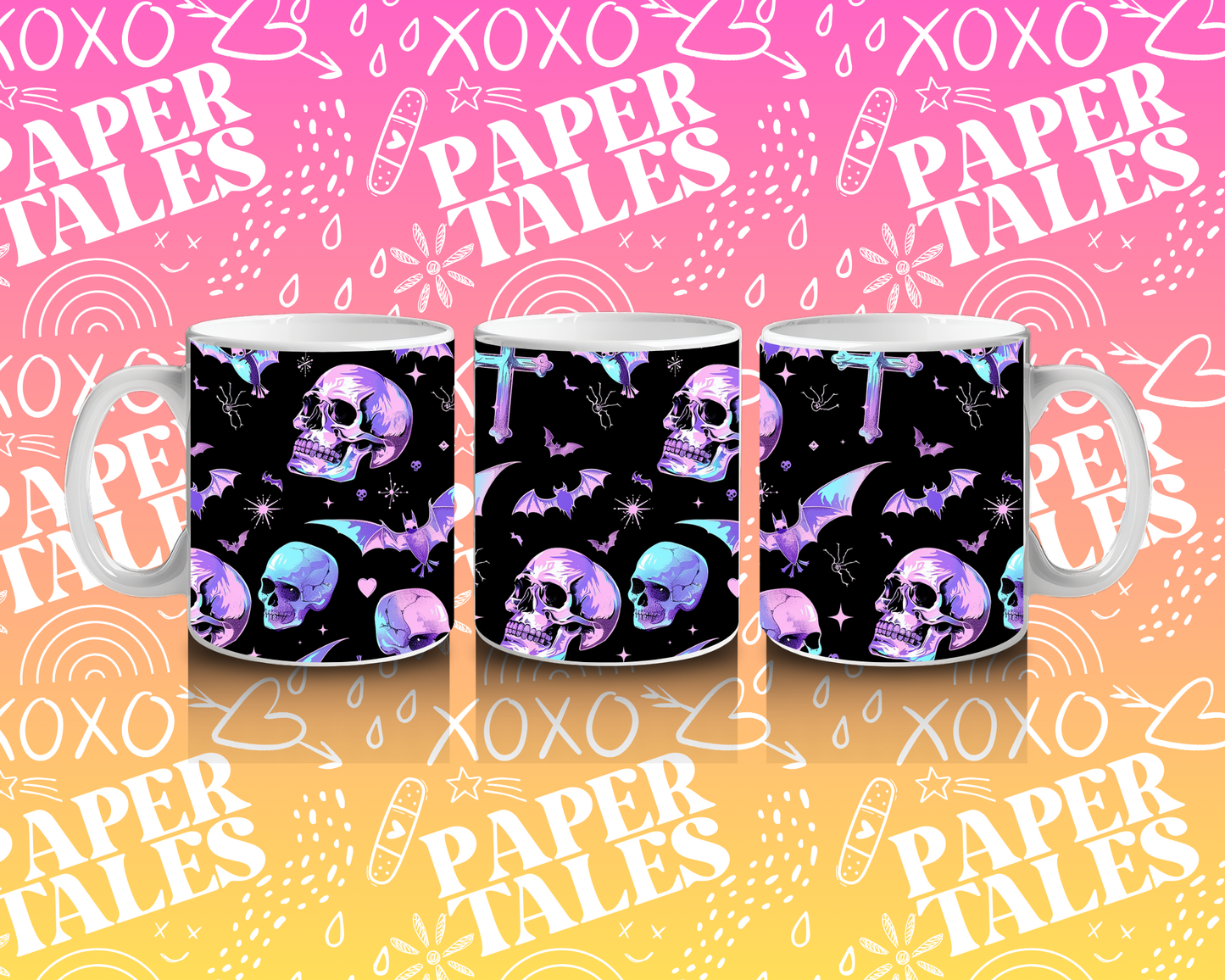 Bats and skulls holographic