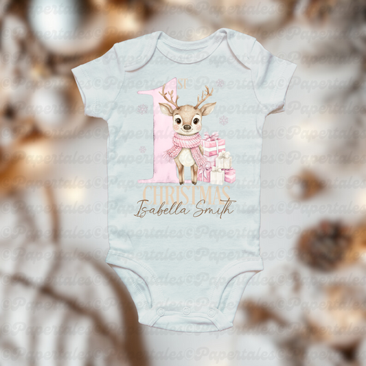 First Christmas - Pink Reindeer